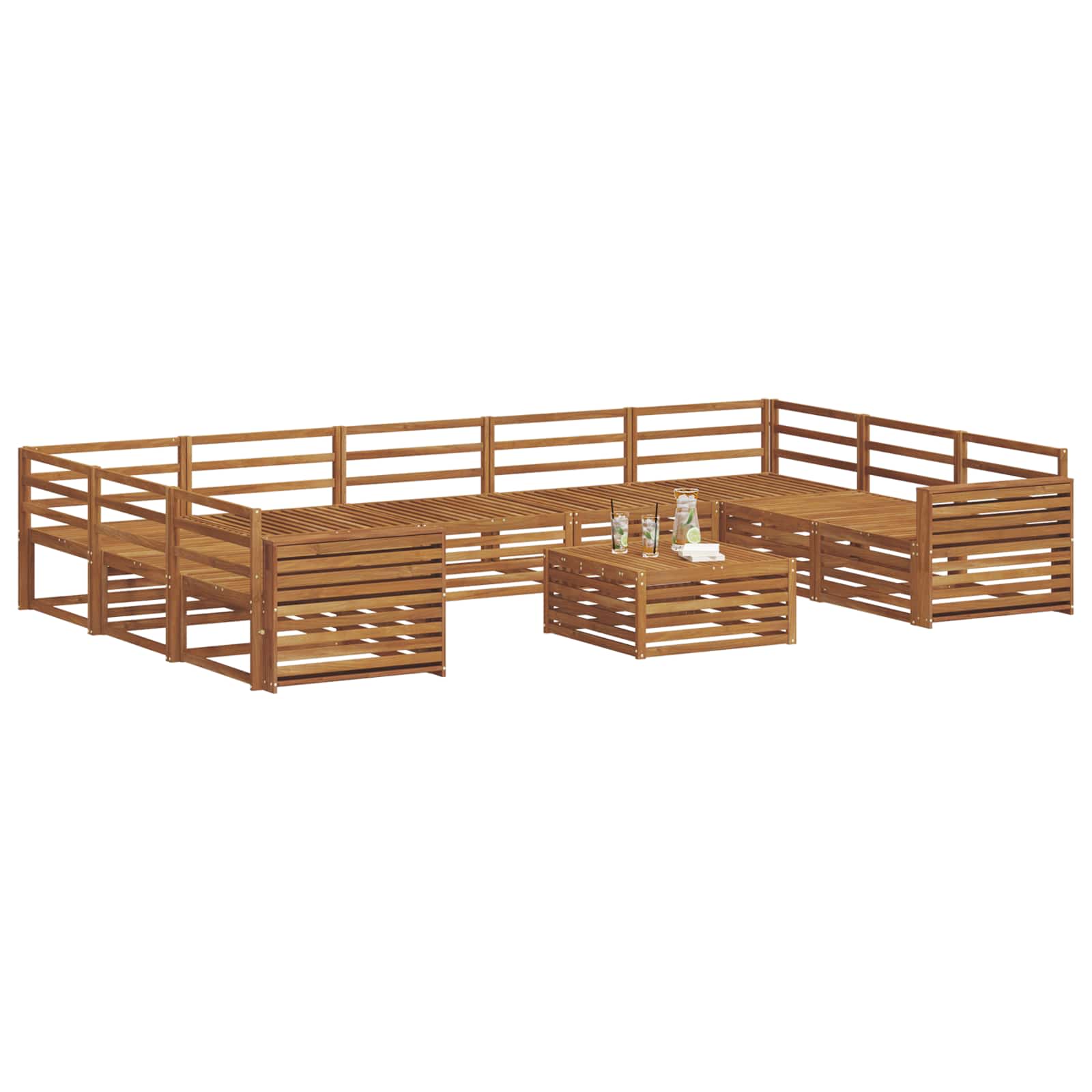 Sofasett 10 pcs Naturlig Solid akasietre vidaXL