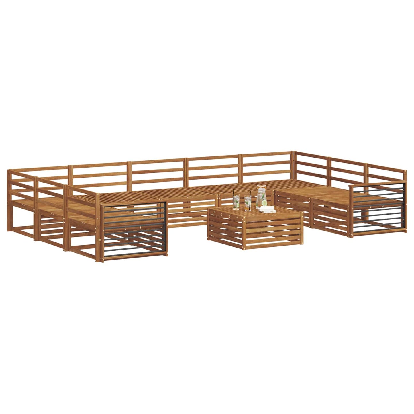 Sofasett 10 pcs Naturlig Solid akasietre vidaXL