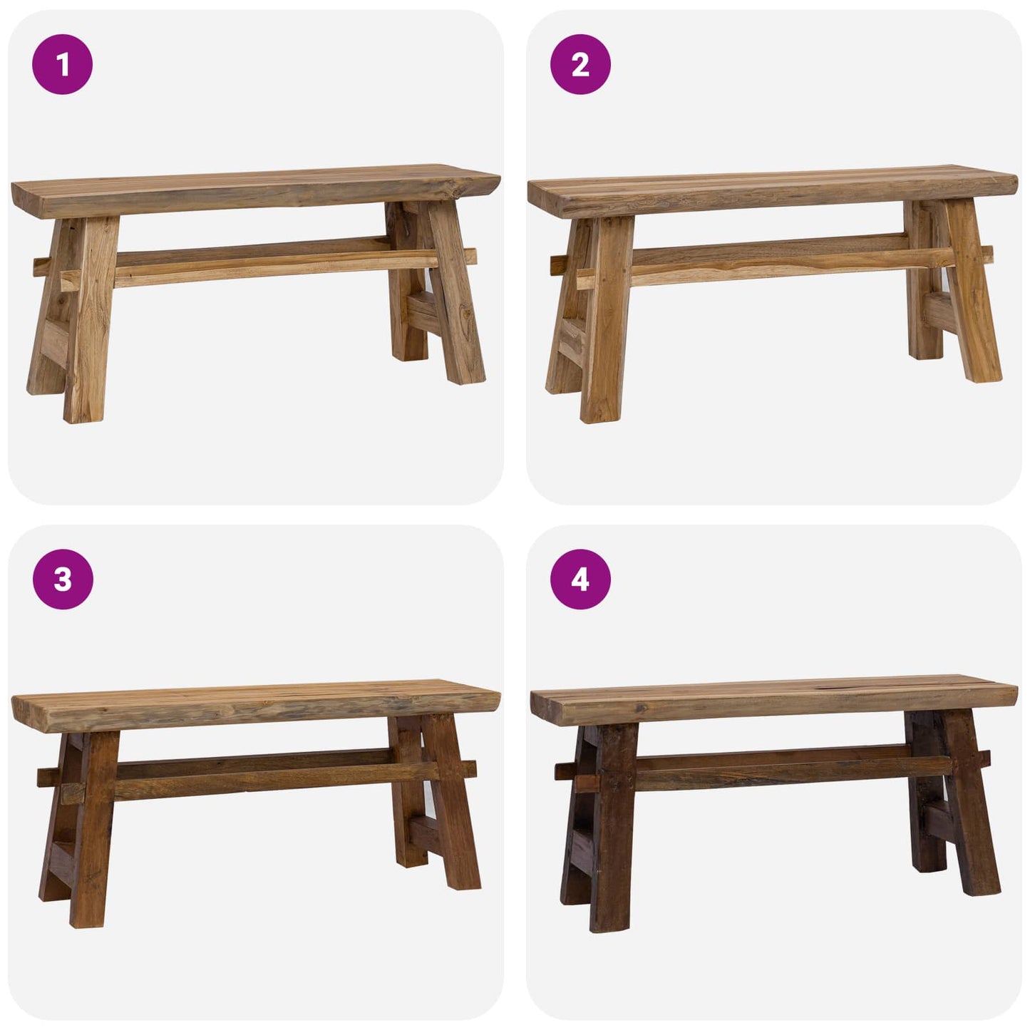 benk Naturlig 100 x 29 x 43,5 cm Massivt Teaktre