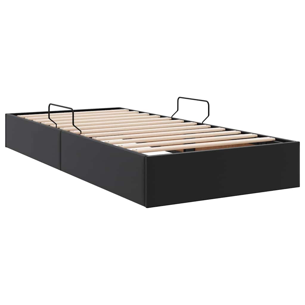 Seng med Oppbevaring med madrass Svart 90 x 190 cm Kunstlær vidaXL