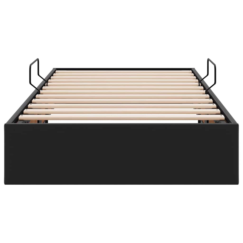 Seng med Oppbevaring med madrass Svart 90 x 190 cm Kunstlær vidaXL