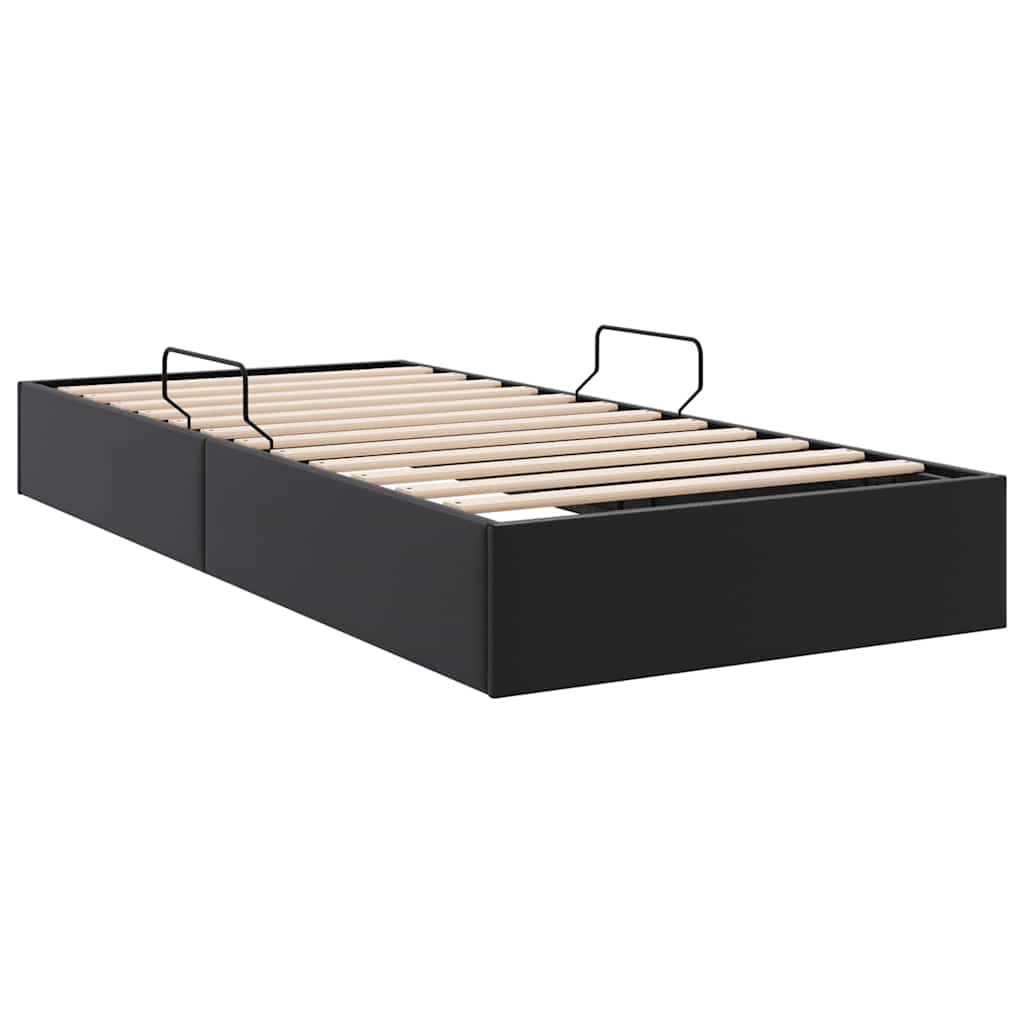 Seng med Oppbevaring med lagring Svart 100 x 190 cm Kunstlær