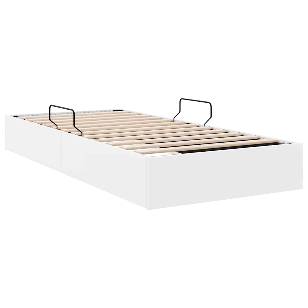 Seng med Oppbevaring med lagring Ren Hvit 100 x 190 cm Kunstlær