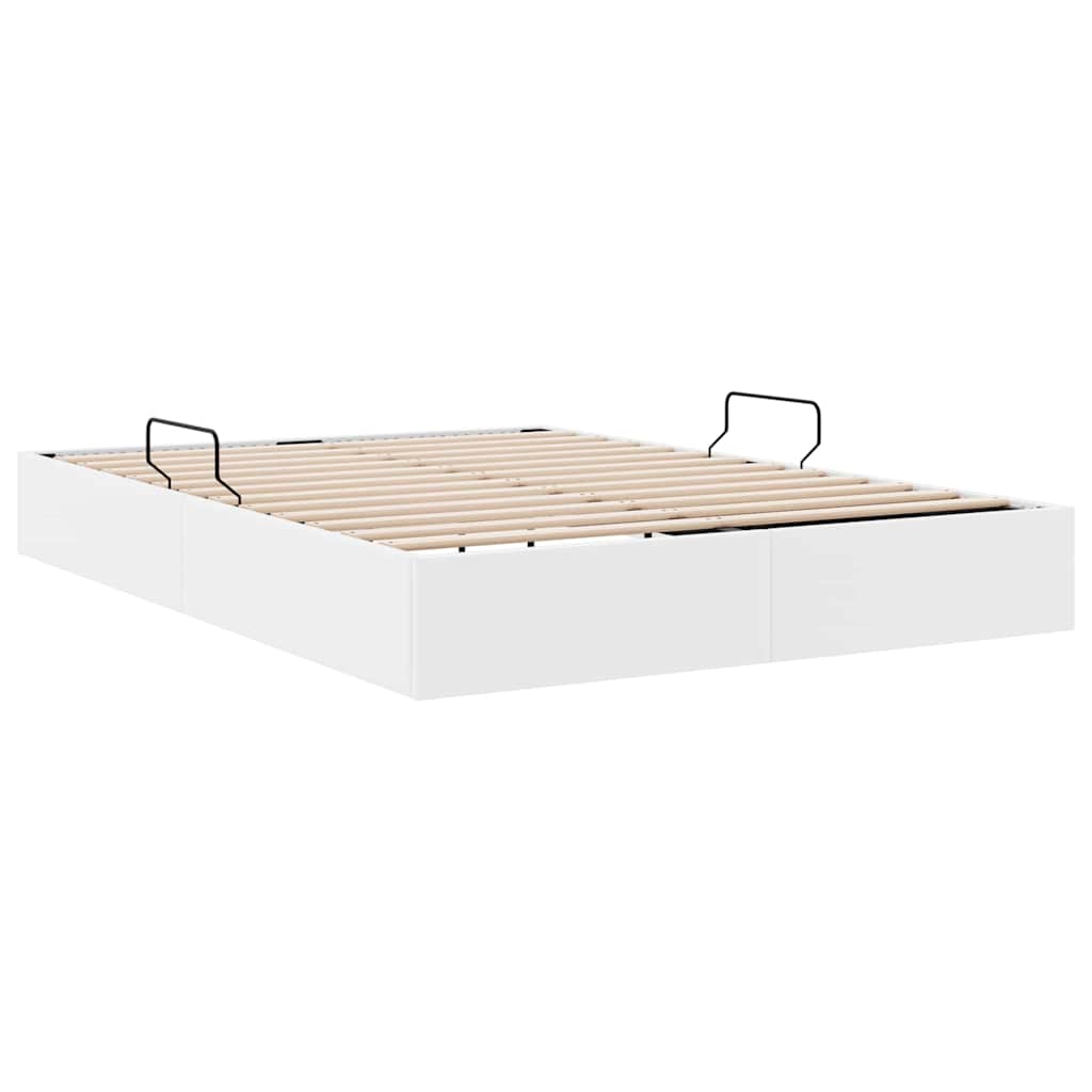 Seng med Oppbevaring med lagring Ren Hvit 137 x 190 cm Kunstlær