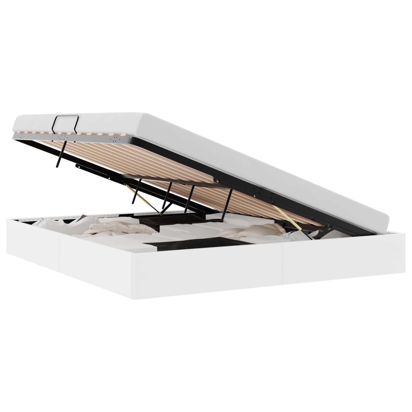 Seng med Oppbevaring med madrass Ren Hvit 183 x 213 cm Kunstlær
