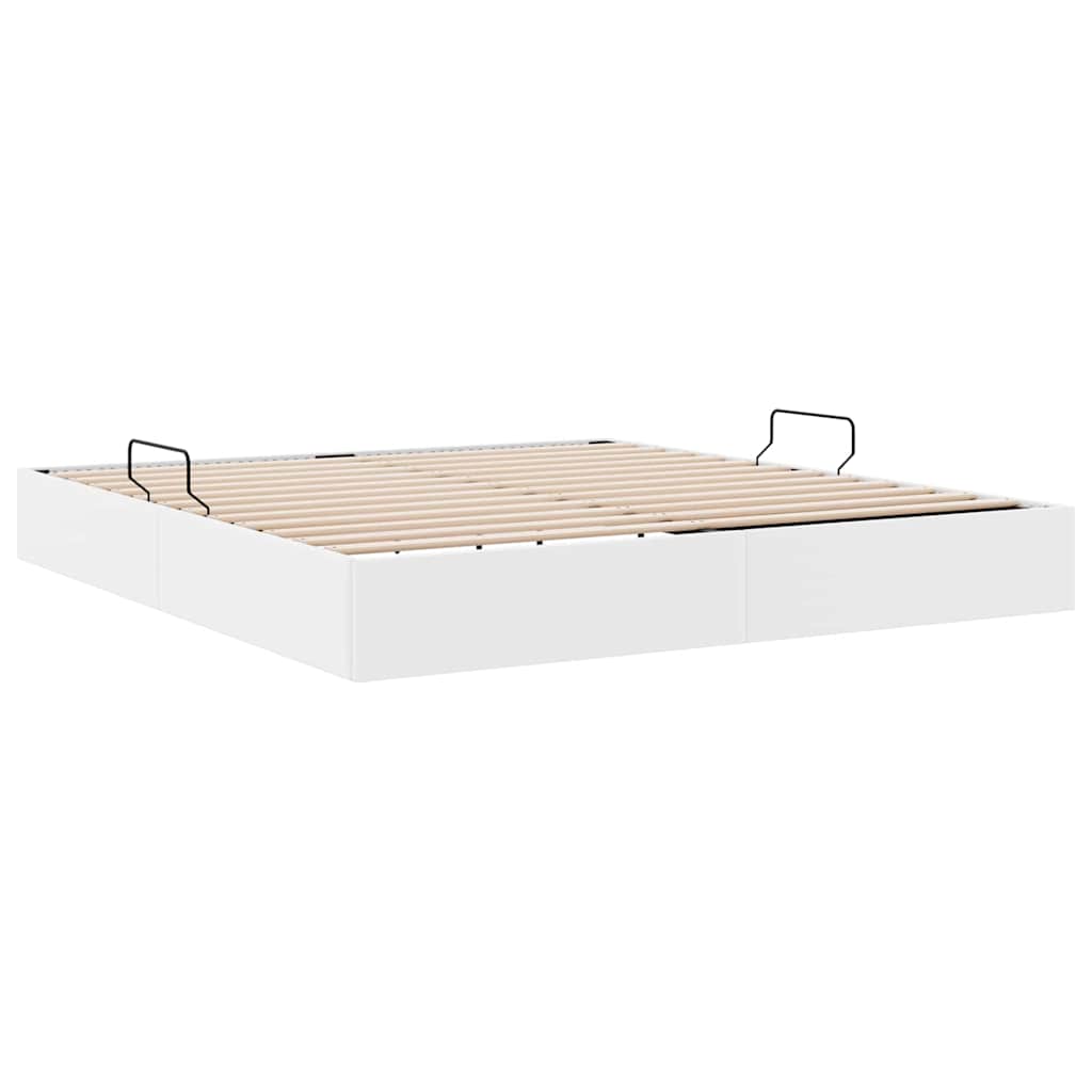 Seng med Oppbevaring med madrass Ren Hvit 183 x 213 cm Kunstlær