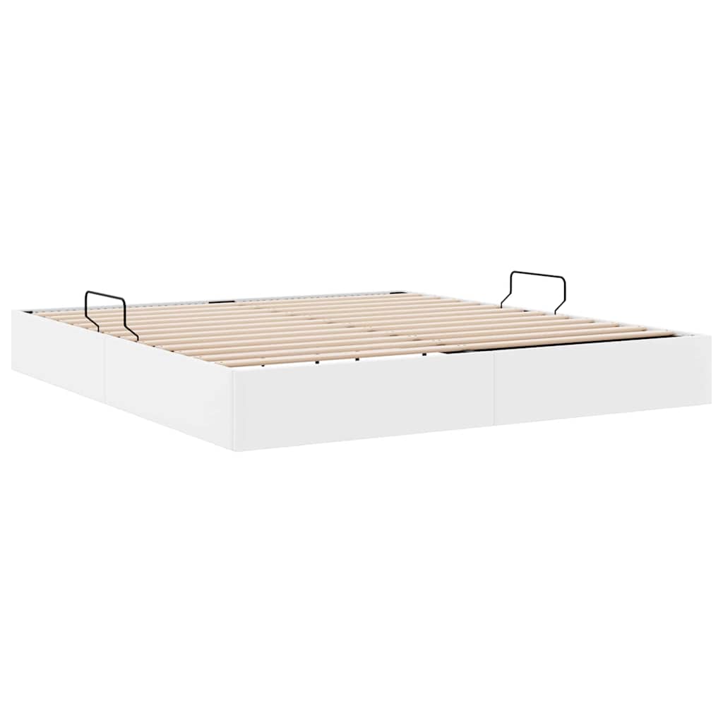 Seng med Oppbevaring med madrass Ren Hvit 183 x 213 cm Kunstlær