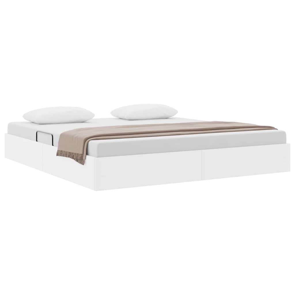 Seng med Oppbevaring med madrass Ren Hvit 183 x 213 cm Kunstlær