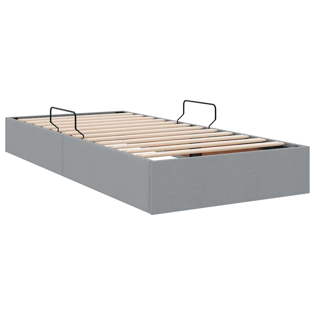 Seng med Oppbevaring med lagring Lysegrå 90 x 190 cm Stoff
