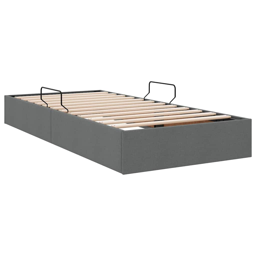 Seng med Oppbevaring med madrass Mørkegrå 90 x 190 cm stoff vidaXL
