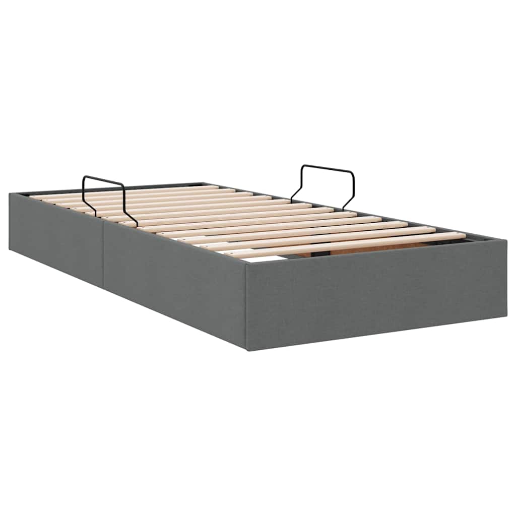 Seng med Oppbevaring med madrass Mørkegrå 90 x 190 cm stoff vidaXL