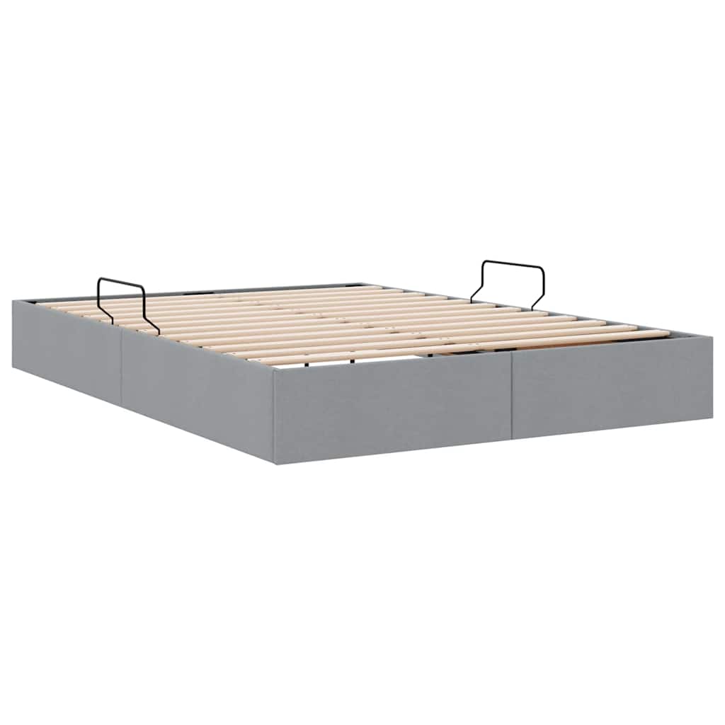 Seng med Oppbevaring med madrass Lysegrå 135 x 190 cm stoff vidaXL