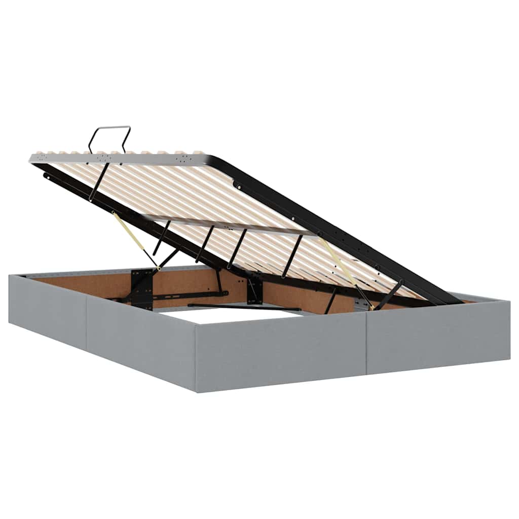 Seng med Oppbevaring med madrass Lysegrå 135 x 190 cm stoff vidaXL