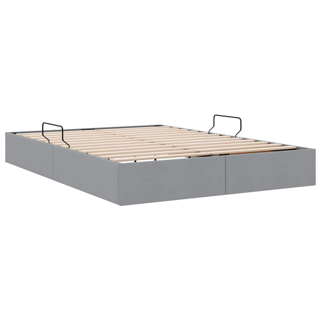 Seng med Oppbevaring med madrass Lysegrå 135 x 190 cm stoff vidaXL