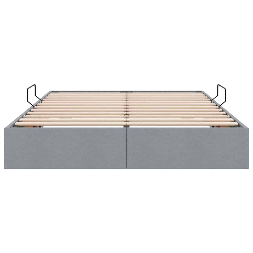 Seng med Oppbevaring med madrass Lysegrå 135 x 190 cm stoff vidaXL