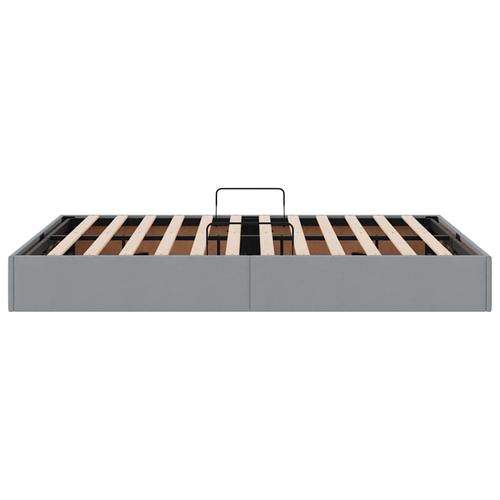 Seng med Oppbevaring med madrass Lysegrå 135 x 190 cm stoff vidaXL