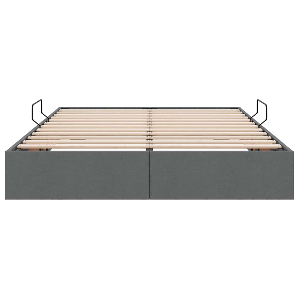 Seng med Oppbevaring med madrass Mørkegrå 135 x 190 cm stoff vidaXL