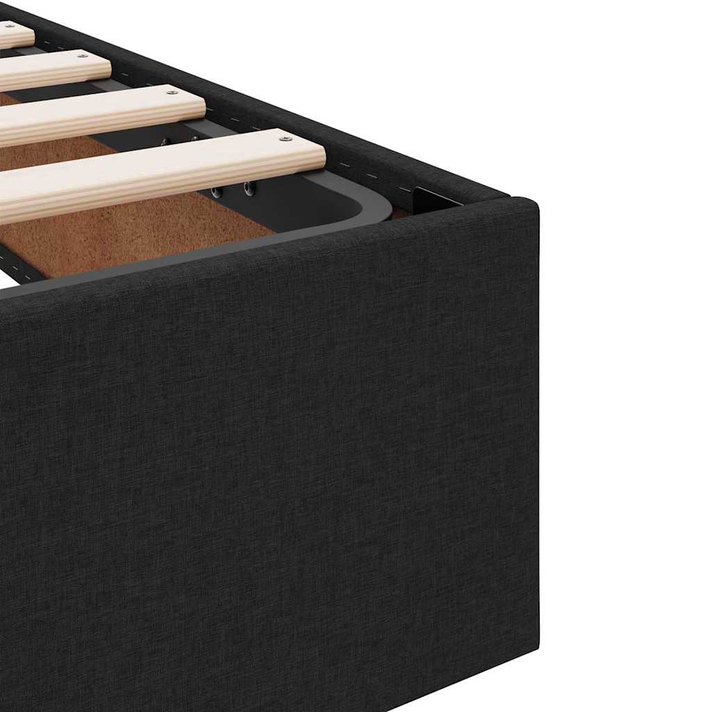 Seng med Oppbevaring med madrass Svart 135 x 190 cm stoff vidaXL