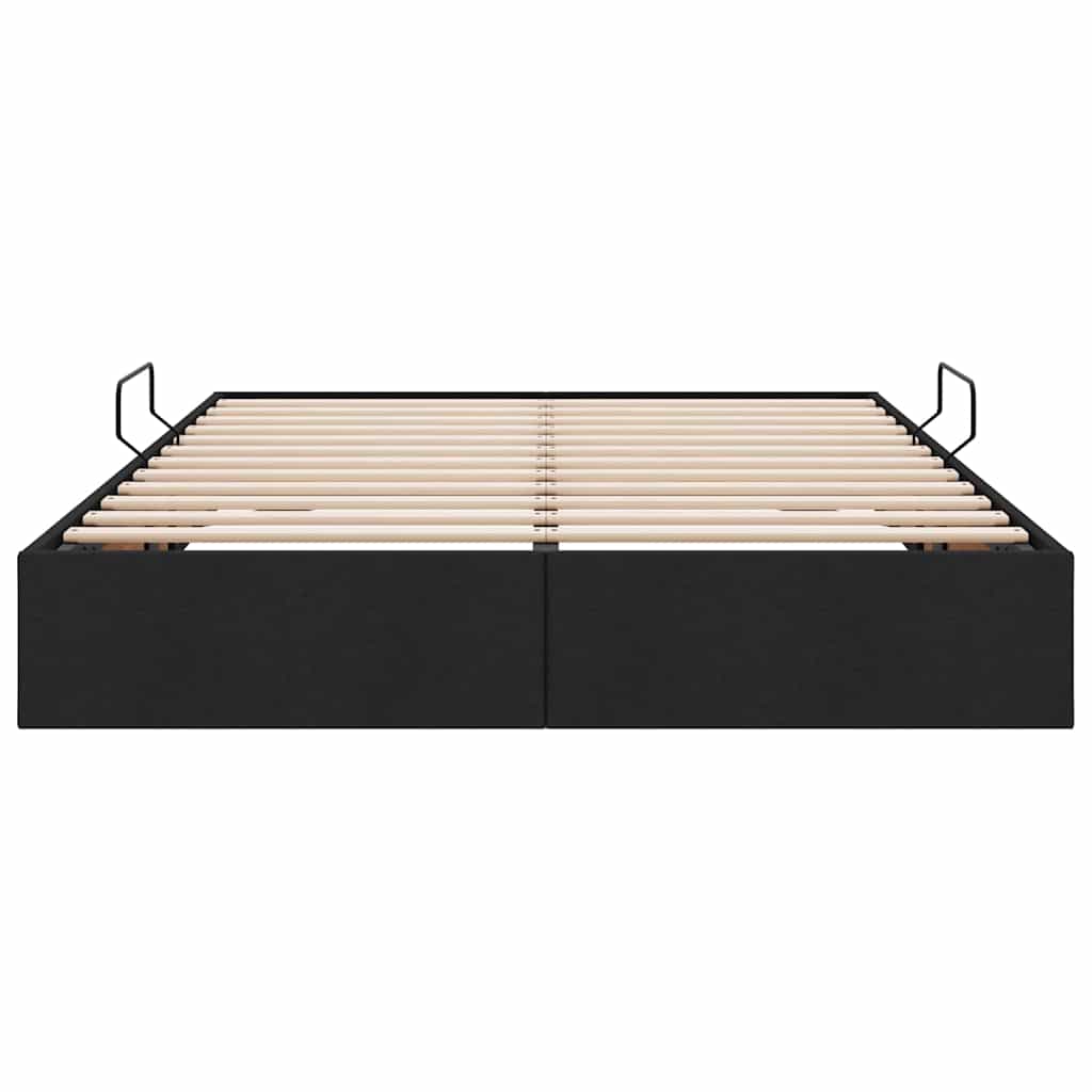 Seng med Oppbevaring med madrass Svart 135 x 190 cm stoff vidaXL