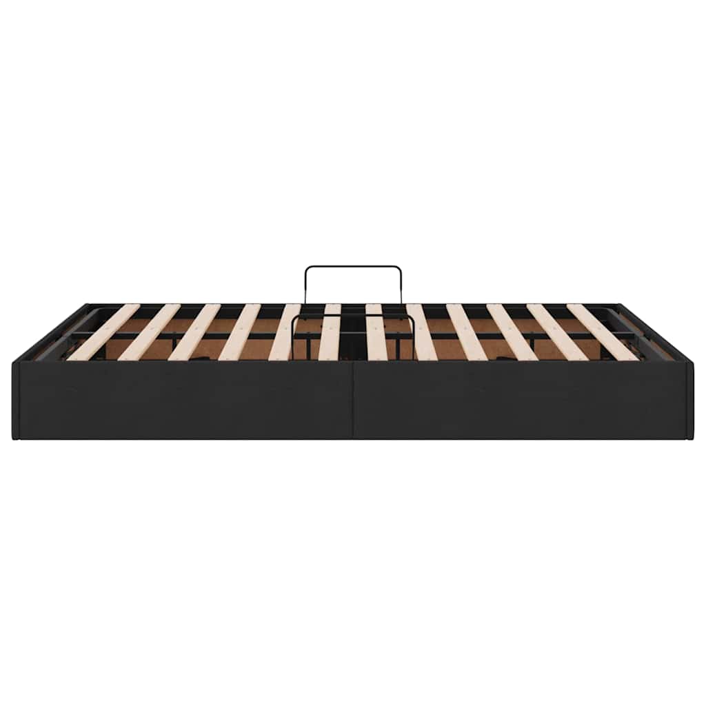 Seng med Oppbevaring med madrass Svart 135 x 190 cm stoff vidaXL