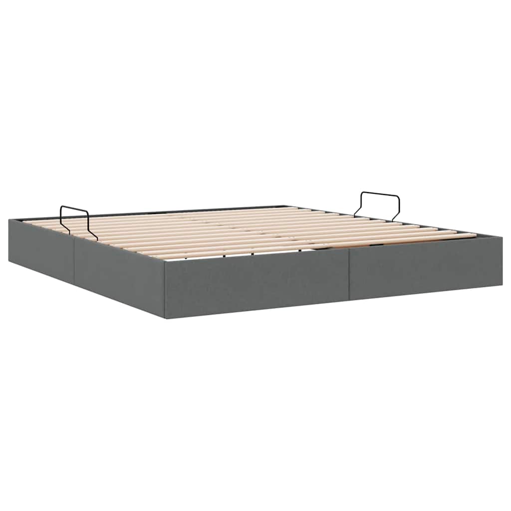 Seng med Oppbevaring med madrass Mørkegrå 180 x 200 cm stoff vidaXL