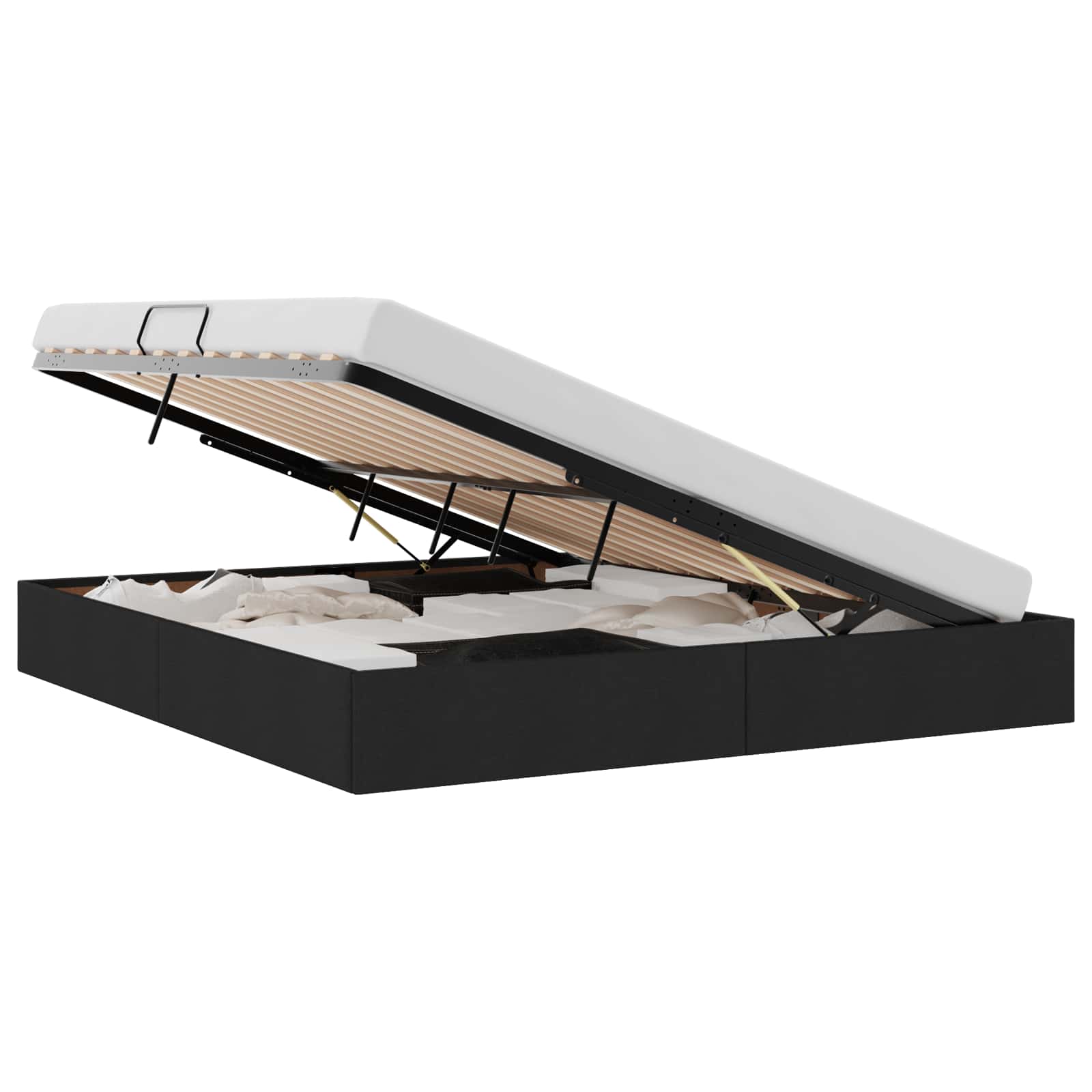 Seng med Oppbevaring med madrass Svart 180 x 200 cm stoff vidaXL