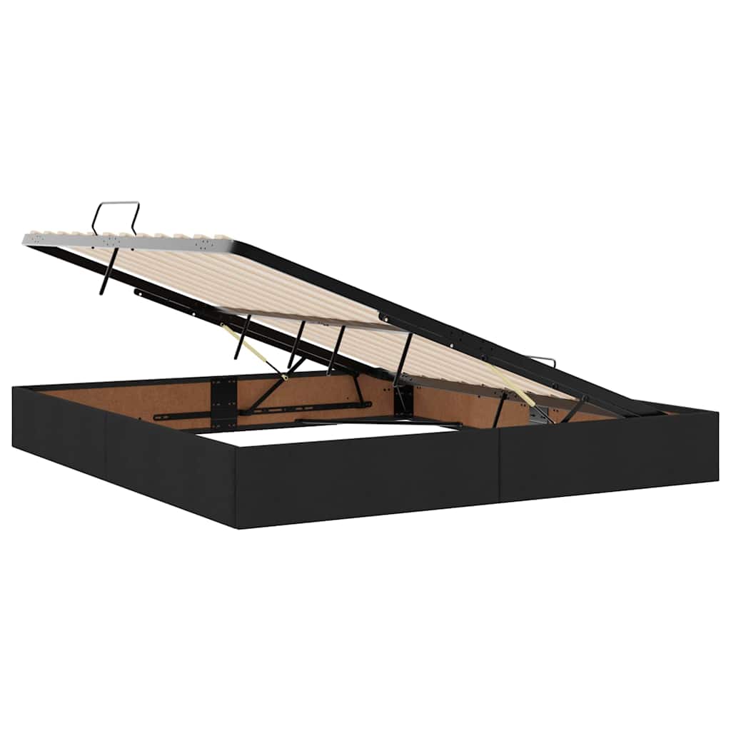 Seng med Oppbevaring med madrass Svart 180 x 200 cm stoff vidaXL