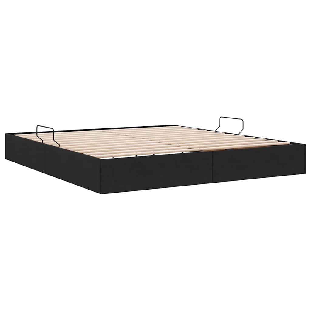Seng med Oppbevaring med madrass Svart 180 x 200 cm stoff vidaXL