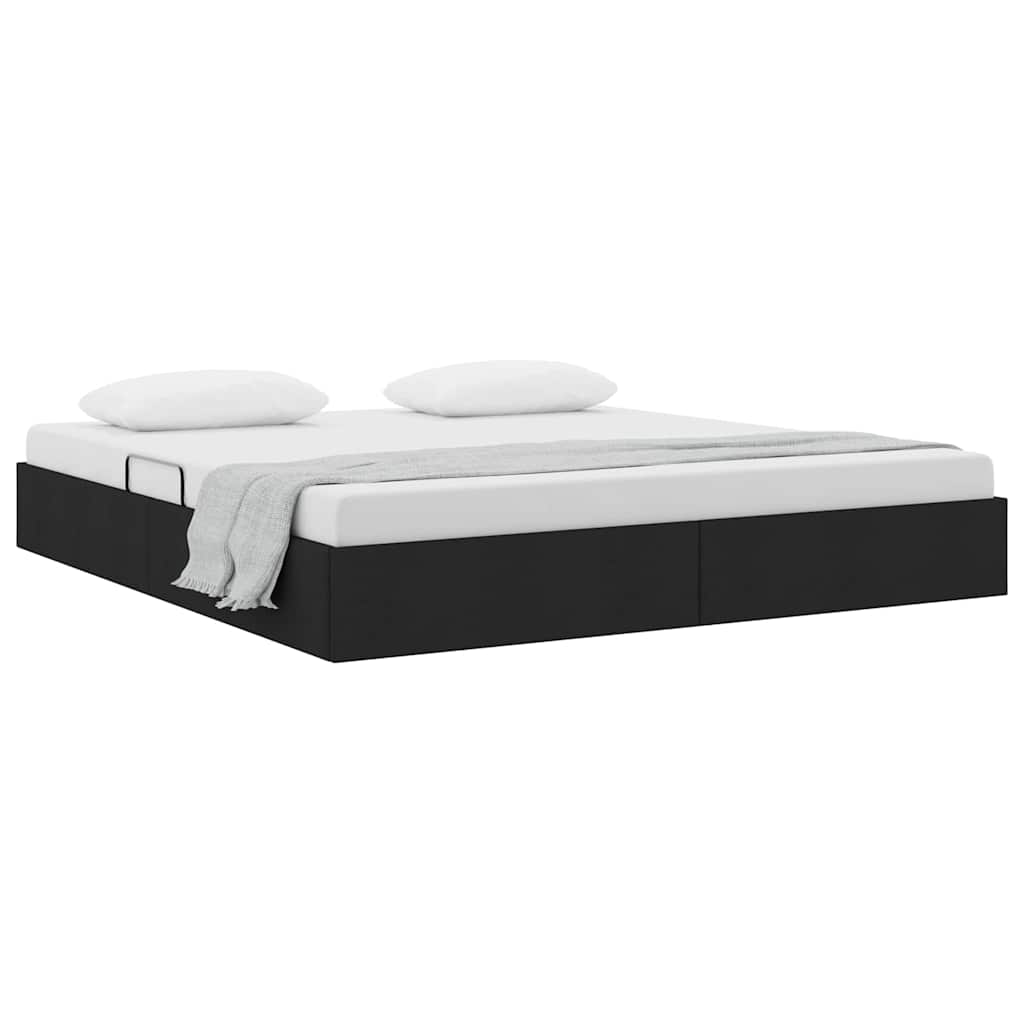 Seng med Oppbevaring med madrass Svart 180 x 200 cm stoff vidaXL