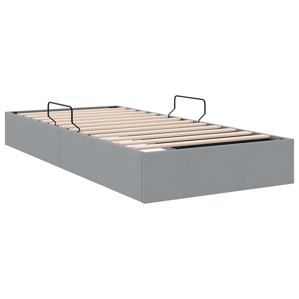 Seng med Oppbevaring med lagring Lysegrå 203 x 100 cm Stoff