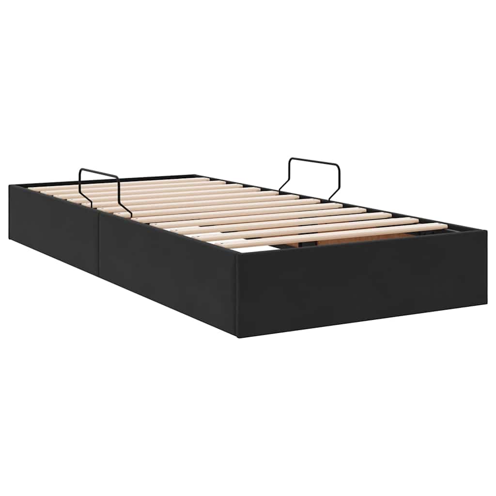 Seng med Oppbevaring med madrass Svart 90 x 190 cm Fløyel vidaXL