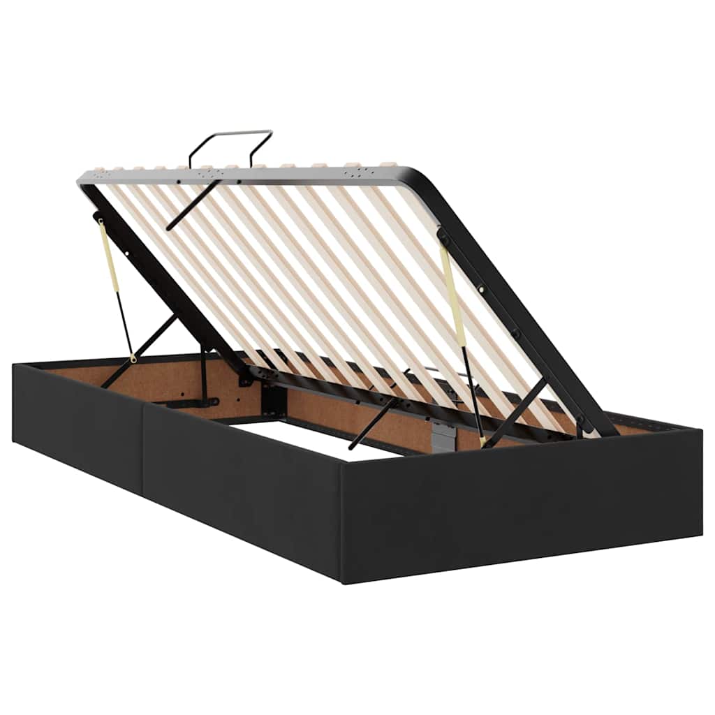 Seng med Oppbevaring med madrass Svart 90 x 190 cm Fløyel vidaXL
