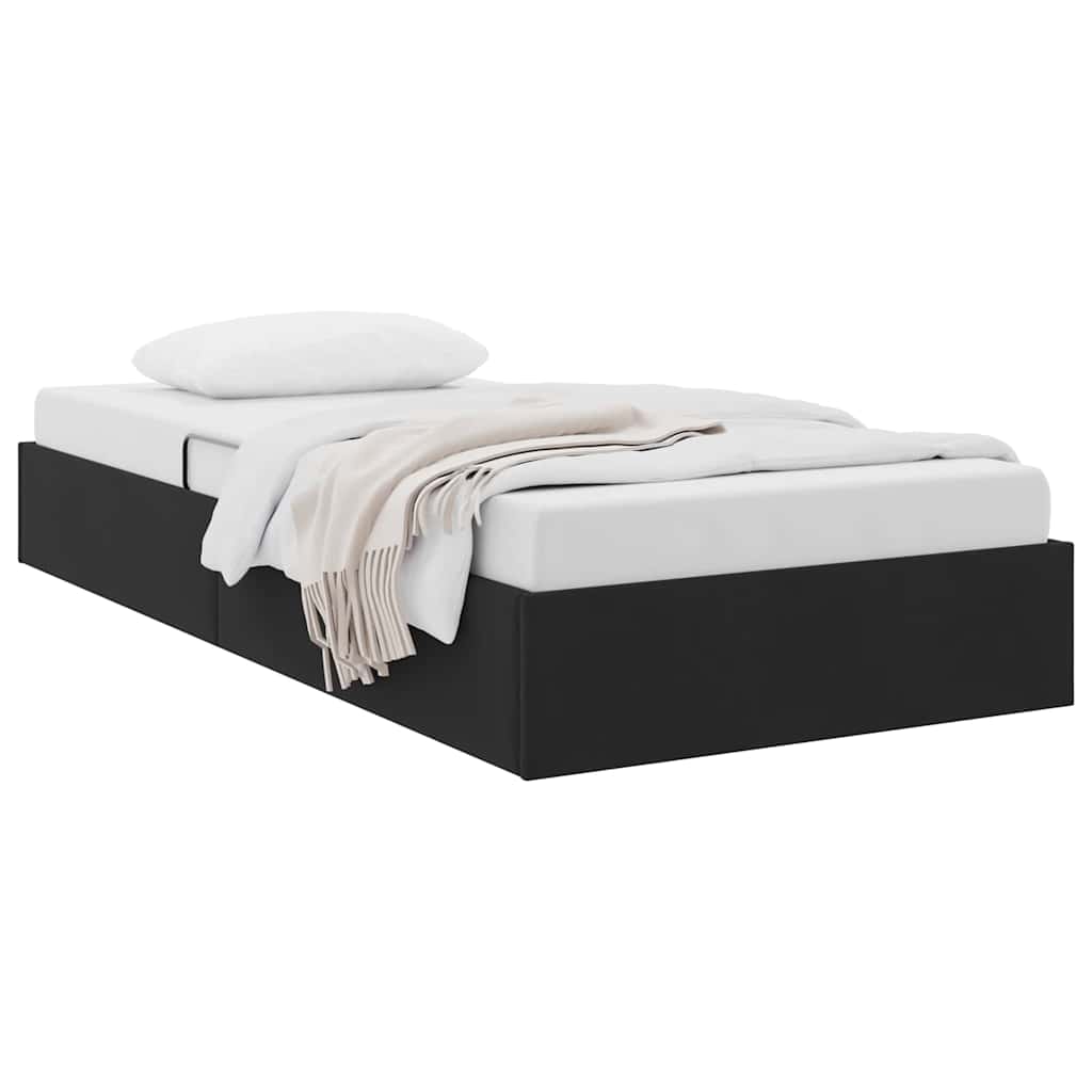Seng med Oppbevaring med madrass Svart 90 x 190 cm Fløyel vidaXL