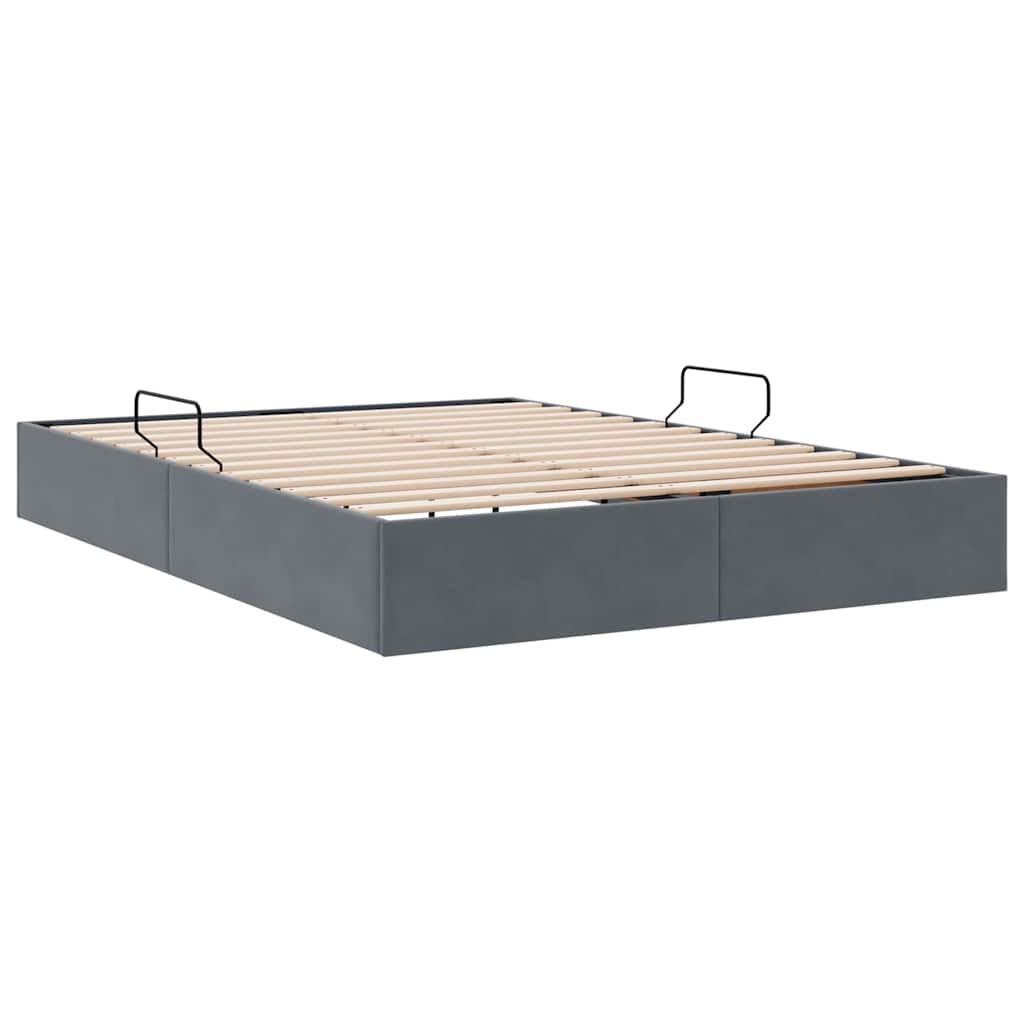 Seng med Oppbevaring med madrass Mørkegrå 135 x 190 cm Fløyel vidaXL