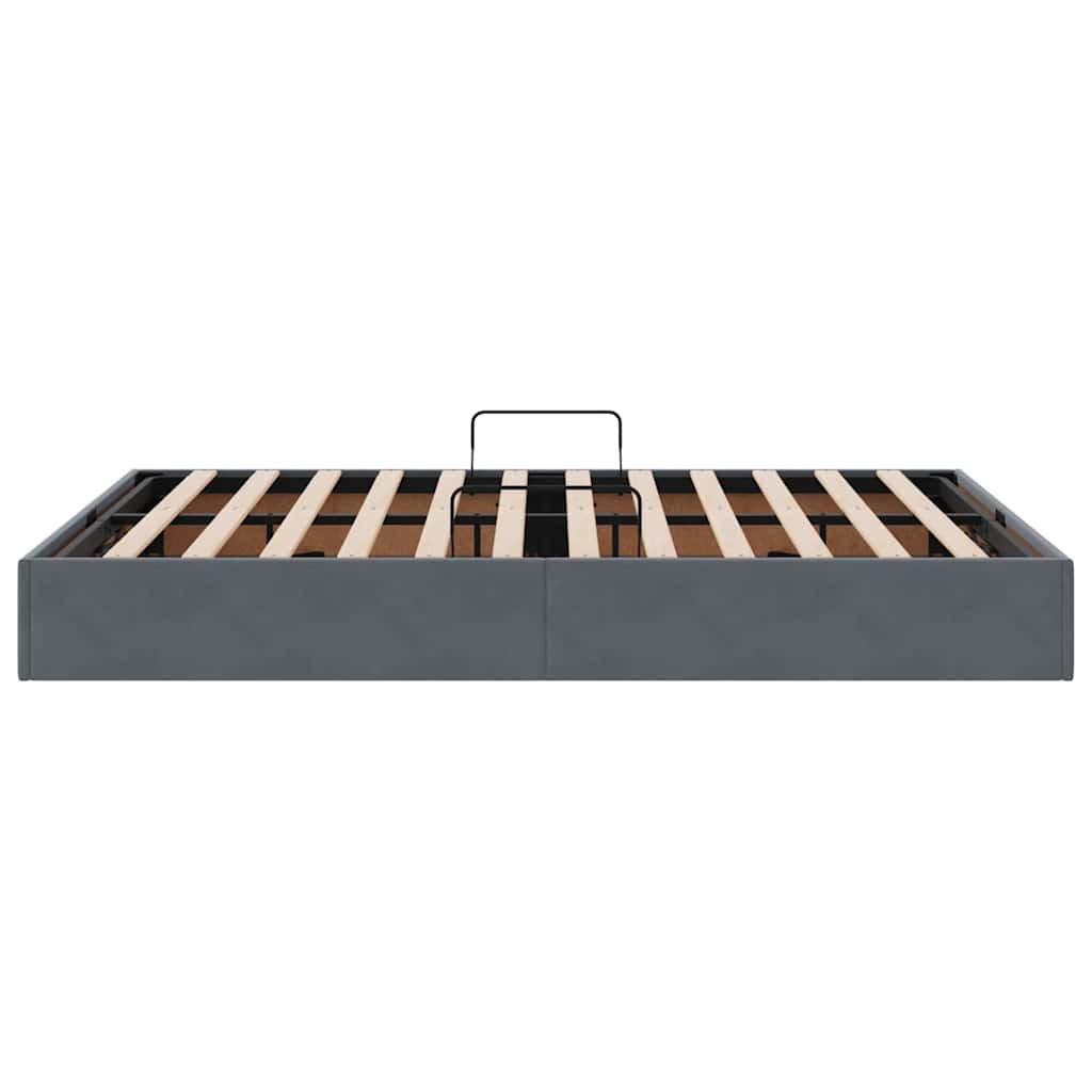 Seng med Oppbevaring med madrass Mørkegrå 135 x 190 cm Fløyel vidaXL