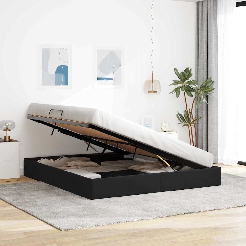 Seng med Oppbevaring med madrass Svart 180 x 200 cm Fløyel vidaXL