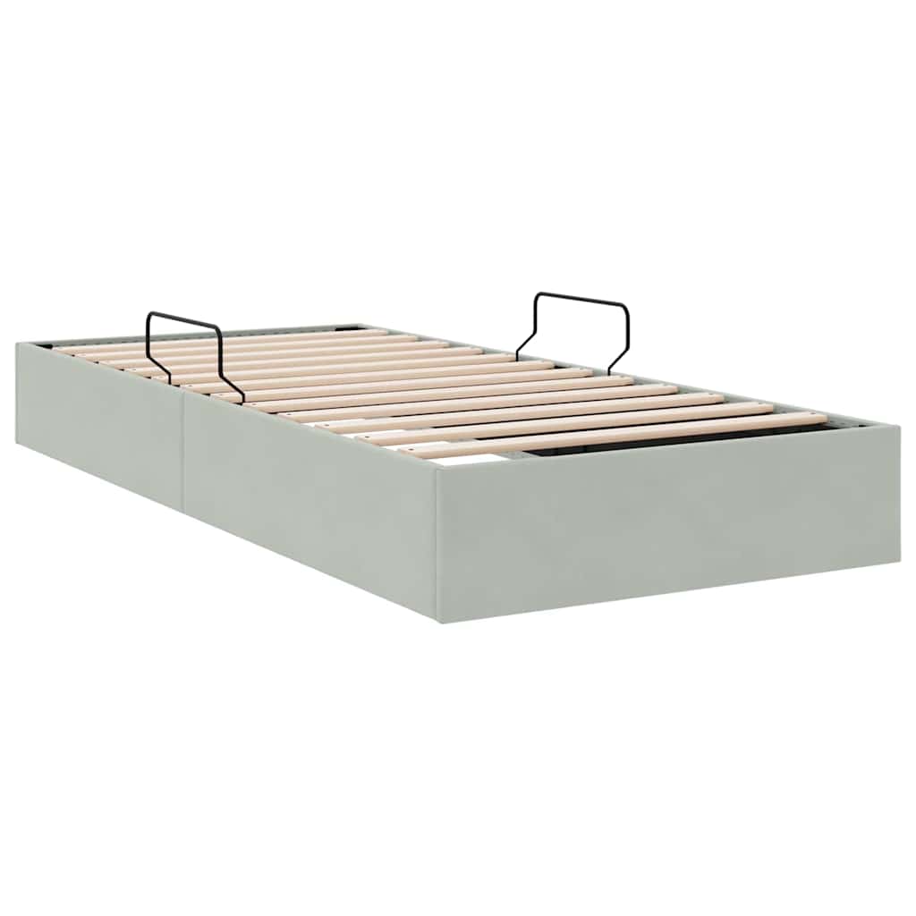 Seng med Oppbevaring med lagring Lysegrå 100 x 190 cm Fløyel
