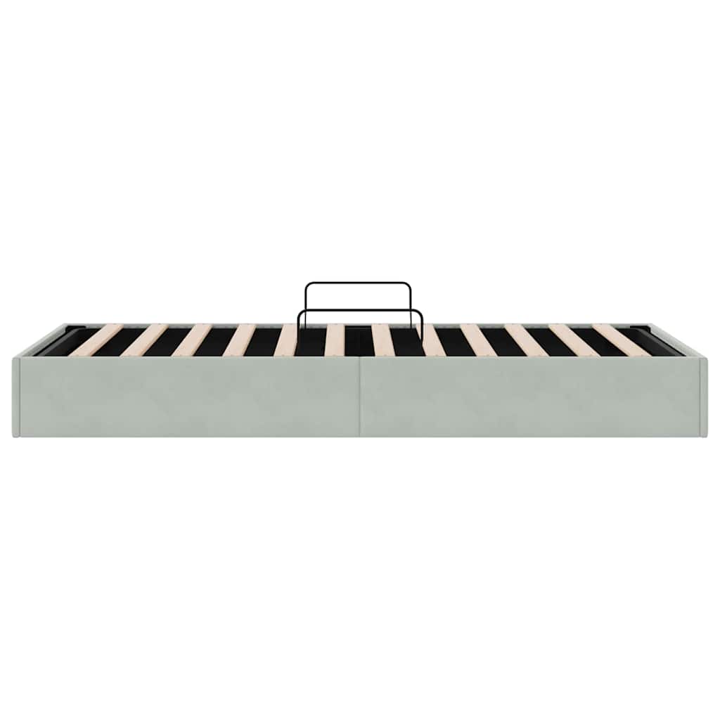 Seng med Oppbevaring med lagring Lysegrå 100 x 203 cm Fløyel