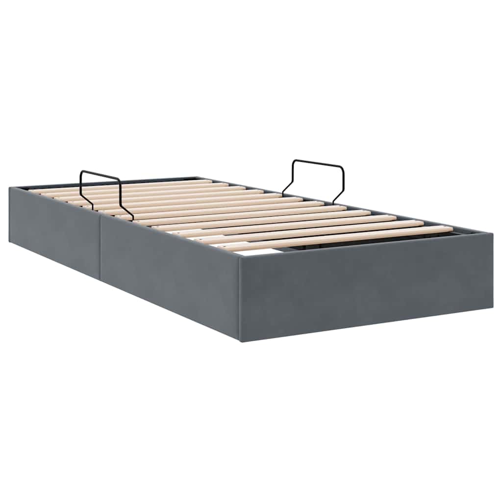 Seng med Oppbevaring med lagring Mørkegrå 100 x 203 cm Fløyel