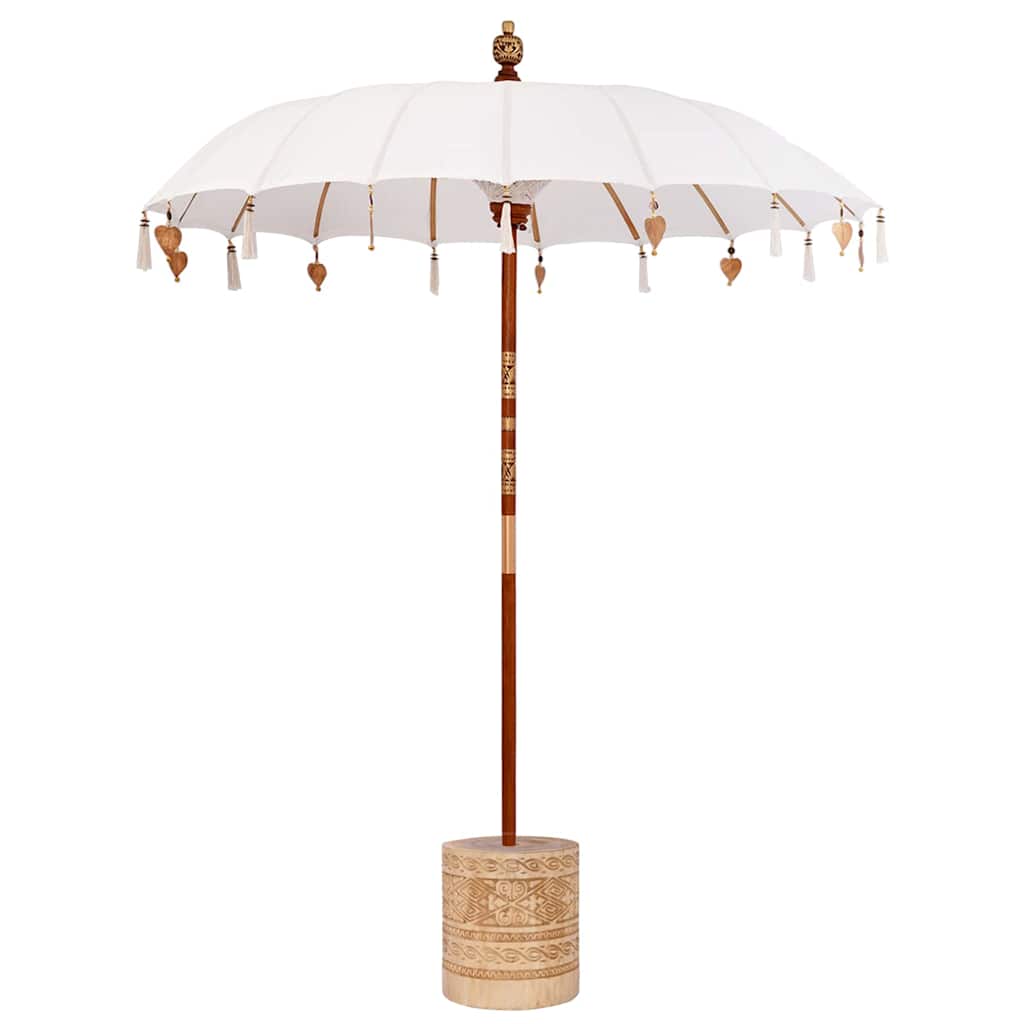 Balinesisk parasoll med base Krem 185 x 185 x 260 cm