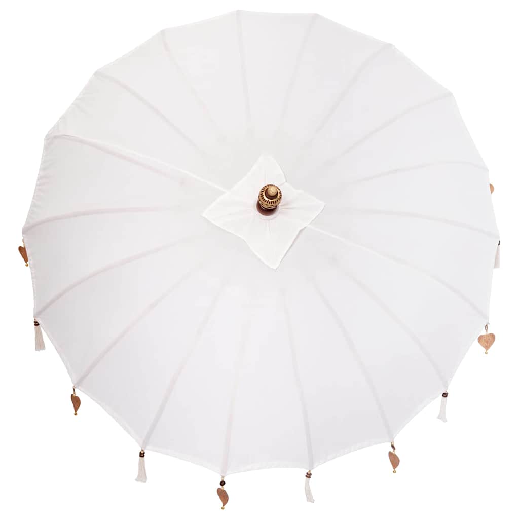 Balinesisk Parasol 260 Krem 180-190 cm Bomull og solid tre