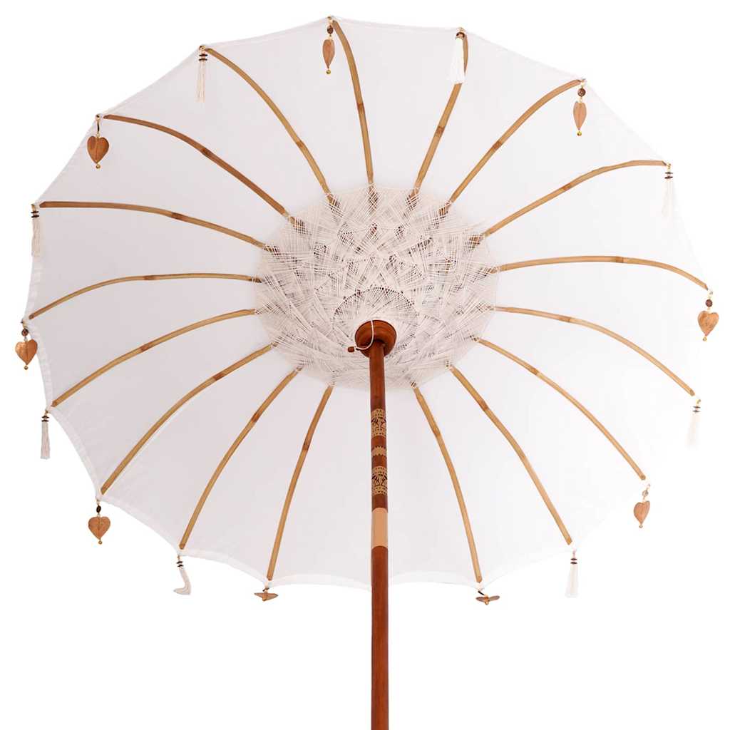 Balinesisk Parasol 260 Krem 180-190 cm Bomull og solid tre