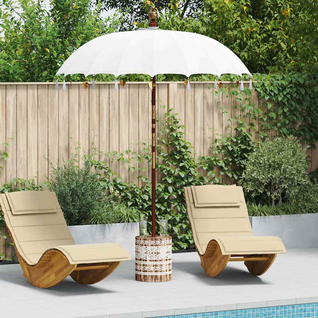 Balinesisk Parasol 260 Krem 180-190 cm Bomull og solid tre