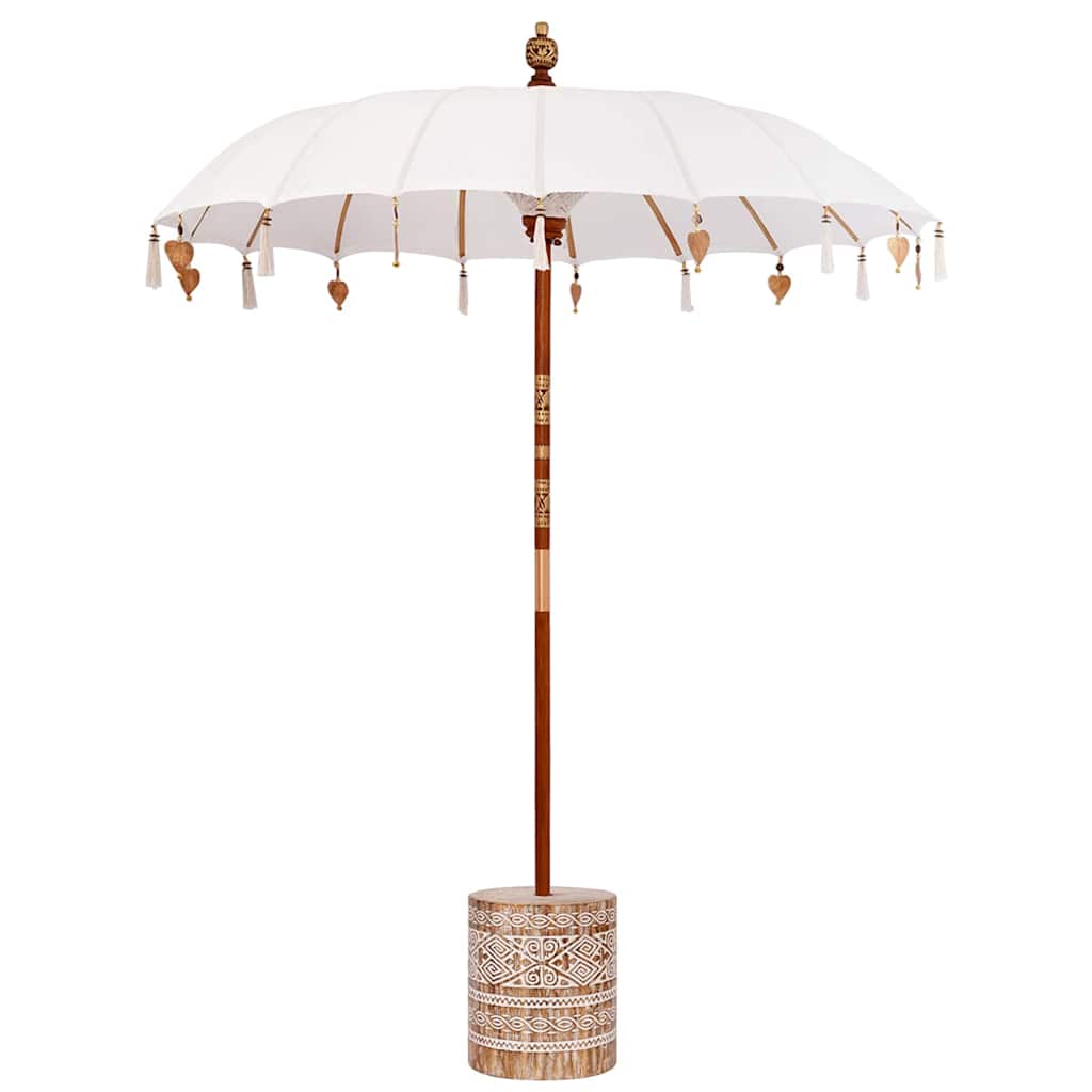 Balinesisk Parasol 260 Krem 180-190 cm Bomull og solid tre