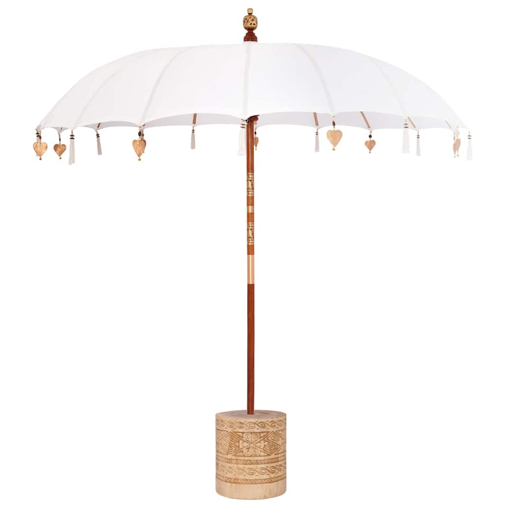 Balinesisk parasoll med base Krem 215 x 215 x 260 cm