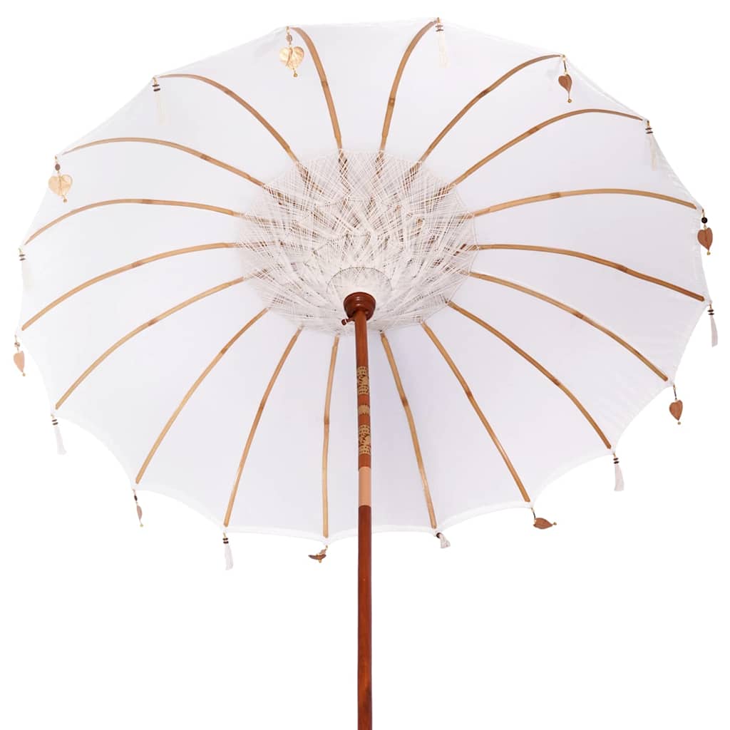 Balinesisk Parasol 260 Krem 210-220 cm Bomull og solid tre
