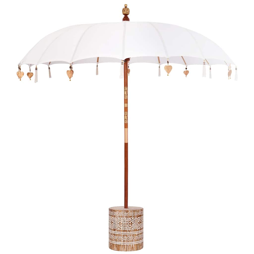 Balinesisk parasoll med base Krem 215 x 215 x 260 cm