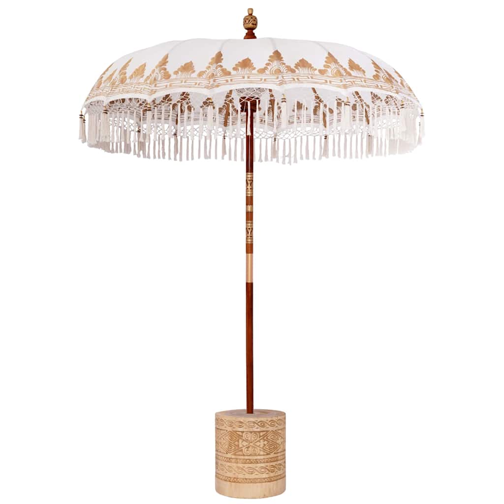 Balinesisk parasoll med base Krem 185 x 185 x 260 cm