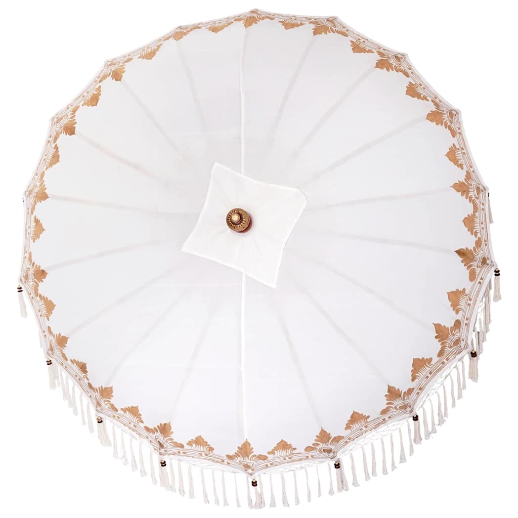 Balinesisk Parasol 260 Krem 180-190 cm Bomull og solid tre