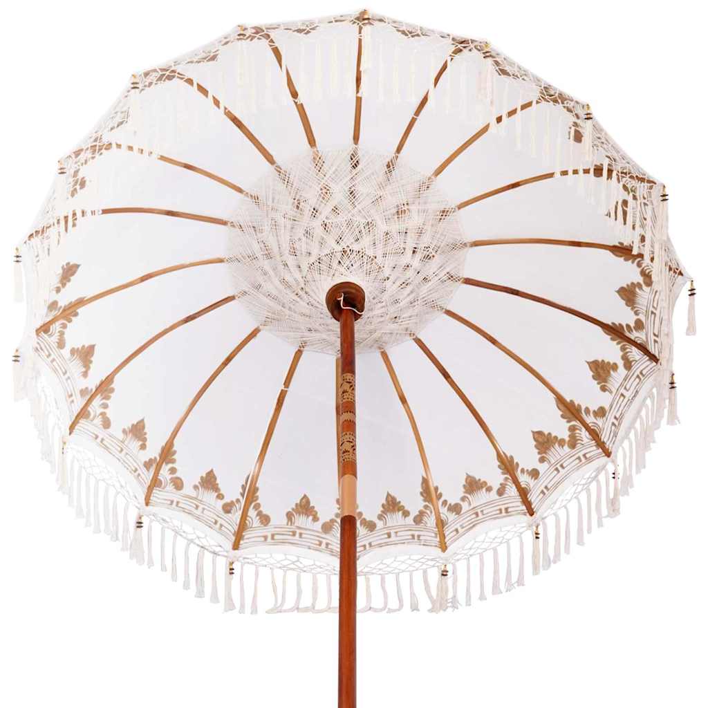 Balinesisk Parasol 260 Krem 180-190 cm Bomull og solid tre